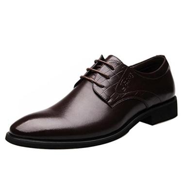 Imagem de Sapato social masculino bico fino formal sapato casual sem salto Oxford cadarço, Marrom, 9.5