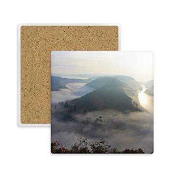 Imagem de Porta-copos quadrados, verde-neblina, ciência, natureza, paisagem, copo, copo, suporte subplaca, pedra isolante