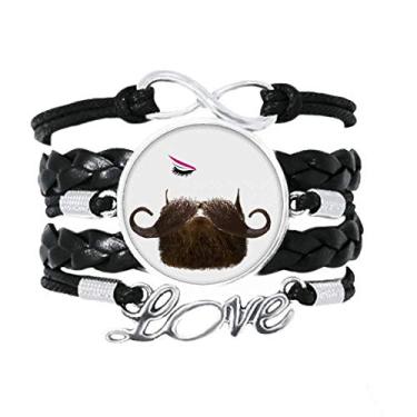 Imagem de OFFbb-USA Pulseira masculina e feminina de barba, sobrancelhas, olhos, acessório de amor, pulseira de couro torcido para presente