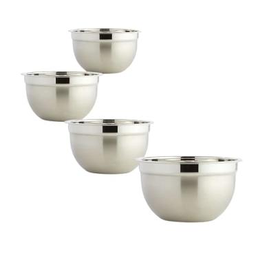 Imagem de Kit 4 Tigela Bowl Aço Inox 30, 28, 26 e 22 cm Profissional Fundo Multiuso KeHome