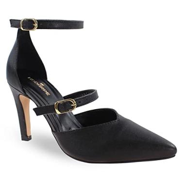 Imagem de Scarpin Modarpe Salto Médio Fino Confortável Corte V S04 Cor:Preto Napa;Tamanho:38