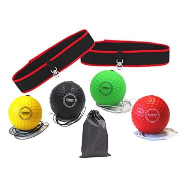 Imagem de YIJU Ball Headband Set Punching Ball Headband Ajustável para Mma Women Men Sports Trainer, 2 Faixa de Cabeça 4 Bolas