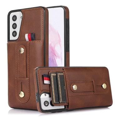 Imagem de Carteira com compartimento para cartão para Samsung Galaxy S23 S22 S21 S20 FE Ultra S10 E Plus Suporte de couro à prova de choque à prova de choque Capa para telefone, marrom, para Galaxy S2