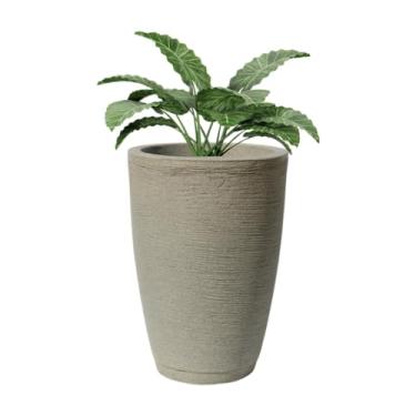 Imagem de Vaso Polietileno Para Plantas Jardim Sala Luxo Cone Bojo 1 Com Prato (Cimento)