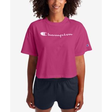 Imagem de Camiseta Recortada Com Logotipo Feminino Champion Rosa Taman