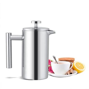Imagem de Máquina De Café De Prensa Francesa De 350ml, Café De Parede Dupla De Aço Inoxidável Máquina De Prensa Francesa CafetièRe Chá Filtro De Café Êmbolo De Prensa Com Filtro
