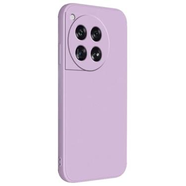 Imagem de HAZARA Capa para OnePlus 12 Pro/12, ultrafina, à prova de choque, capa protetora de silicone líquido, com forro de microfibra macio anti-arranhões, roxo, 12Pro