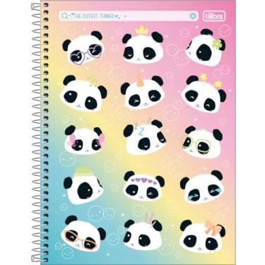Imagem de Tilibra - Caderno Espiral Capa Dura Universitário 16 Matérias Lovely Friend 256 Folhas - Fundo Colorido com Pandas