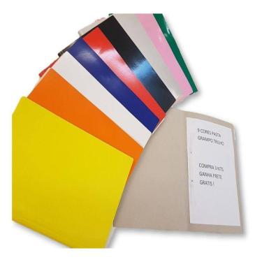 Imagem de 50 Pasta Grampo Trilho 9 Cores Disponiveis Pop Moderno