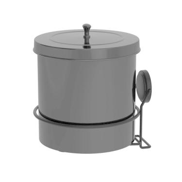 Imagem de Lixeira 5L Tampa Redonda Com Suporte Adesivo Cesto De Lixo Preto - 155PT Future