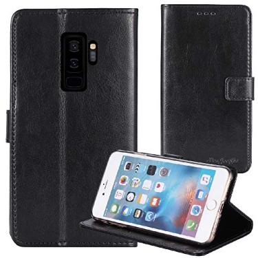Imagem de TienJueShi Capa protetora de couro flip estilo livro preto TPU silicone Etui carteira para Samsung Galaxy S9+ 6,2 polegadas