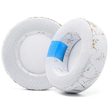 Imagem de WC Freeze Virtuoso - Almofadas de gel de resfriamento para headset para jogos Corsair Virtuoso, feitas por Wicked Cushions, maior durabilidade, espessura e isolamento acústico | Mármore de ouro