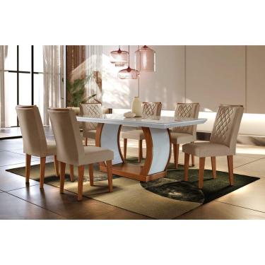 Imagem de Sala de Jantar Moderna com 6 Cadeiras 1,80x0,90m - Jade - Móveis Rufato