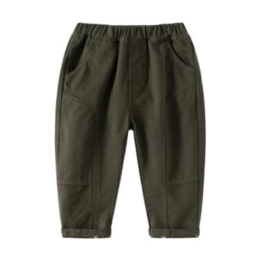 Imagem de Yueary Calças de moletom básicas para bebês meninos com cintura elástica lisa calça jeans casual jogger bolso calça jeans, Verde escuro, 120/4-5 Y