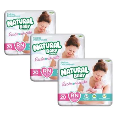 Imagem de Kit 3 Fraldas Natural Baby Premium rn