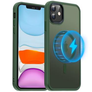 Imagem de Meifigno Capa magnética para iPhone 11, [proteção de grau militar e compatível com Magsafe], policarbonato fosco translúcido com chaves de liga de alumínio, capa de telefone à prova de choque para iPhone 11 de 6,1 polegadas, verde alpino