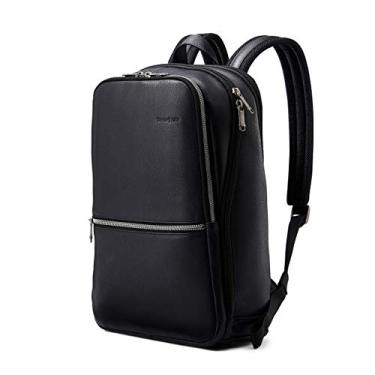 Imagem de Samsonite Mochila fina de couro clássica, Preto, One Size, Mochila fina clássica de couro