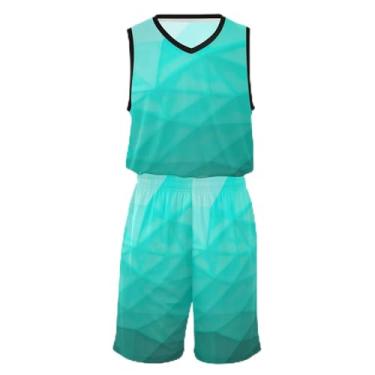 Imagem de Camiseta de basquete infantil gradiente turquesa aqua, ajuste confortável, camiseta de treino de futebol 5 a 13 anos, Gradiente turquesa aqua, GG