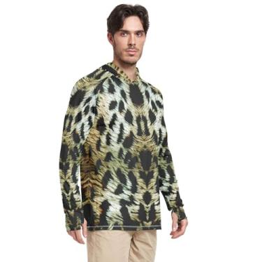 Imagem de Camiseta masculina com capuz e proteção UV manga longa FPS 50 masculina rashguard para homens com capuz refrescante Tigers, Estampa de animais, M