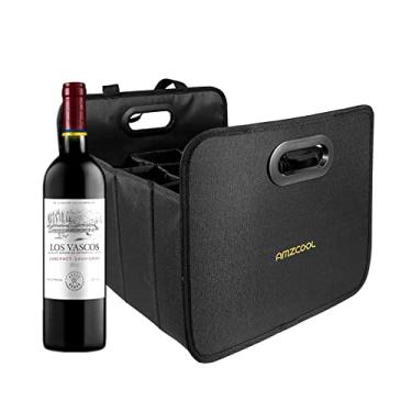 Imagem de Sacola dobrável de vinho com 12 garrafas para bebidas alcoólicas, compras, supermercado, resistente, durável