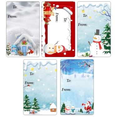 Imagem de Etiquetas de presente de neve de Natal, adesivos brilhantes autoadesivos, etiquetas de . Conjunto de 80 etiquetas de e para etiquetas. Feliz Natal feito nos EUA