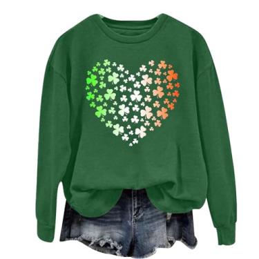 Imagem de Camisetas femininas do Dia de São Patrício, xadrez, trevo, verde, dia da Irlanda, camisas soltas irlandesas, Verde, G