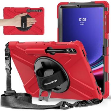 Imagem de BRAECNstock Capa para tablet Samsung Galaxy Tab S10+ Plus/S9 FE+ Plus/S9+ Plus/S8+ Plus/S7 FE/ S7+ Plus 5G Capa protetora infantil de 12,4 polegadas à prova de choque com suporte giratório para caneta