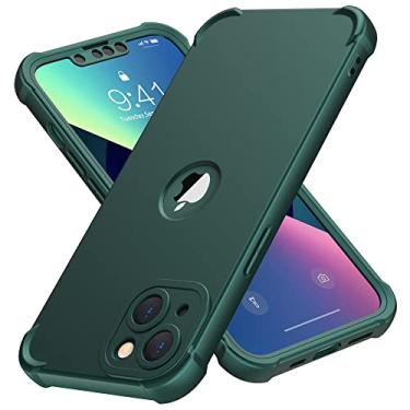 Imagem de ORETECH Capa para iPhone 13, com [2 x protetores de tela de vidro temperado] Capa de proteção resistente à prova de choque de corpo inteiro de silicone de borracha macia de policarbonato rígido para iPhone 13 (2021) - 6,1 polegadas - verde