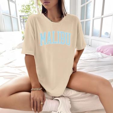 Imagem de Camisa Camiseta Feminina Estampada Malibu 100% Algodão Fio 30.1 Penteado - Caqui  feminino