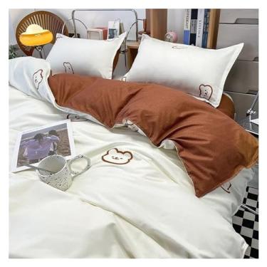 Imagem de Jogo de cama lençol de cama plana casal - roupa de cama menino menina conjuntos de cama flor cereja, lençóis de cama (B 1,8 x 2,2 m 4 peças)