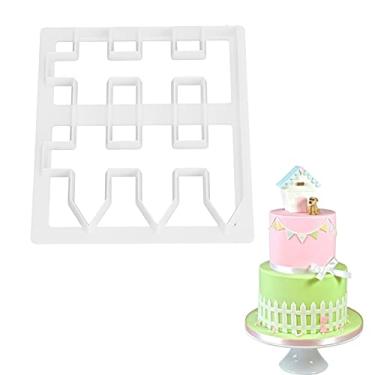 Imagem de Cortador de biscoito de cerca de madeira, molde de corte de plástico para cobertura de bolo para fondant de bricolagem, pasta de goma, argila de polímero, decoração de borda de bolo, ferramenta de assar branca