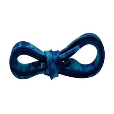 Imagem de Cadarços planos coloridos para sapatos, cadarços com impressão de transferência para crianças, cadarços rosa para tênis, cadarços coloridos planos (Color : 3768 Dark blu, Size : 140cm)