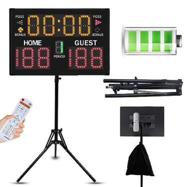 Imagem de LUCKY TIME Placar eletrônico de basquete com campainha, placar digital com controle remoto, placar portátil alimentado por bateria para jogos esportivos