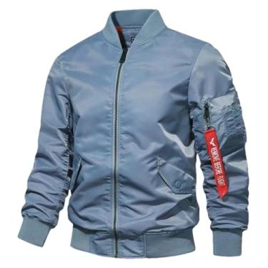 Imagem de ZMIN Jaqueta bomber masculina leve primavera outono jaqueta corta-vento softshell casaco esportivo masculino, Azul, XXG