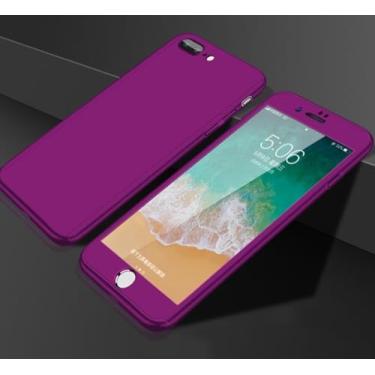 Imagem de Capa de telefone 360 completa para iPhone 13 5S 7 8 Plus 11 12 Pro Mini XS Max XR Capa protetora para iPhone 6 XR SE com vidro, roxo, para iPhone 6S