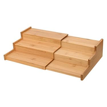 Imagem de Mimo Style, Organizador Multiuso de Temperos e Condimentos para Cozinha, 3 Níveis, Bambu - Marrom
