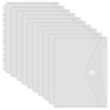 Imagem de YoeeJob Pasta de bolso transparente com 11 furos e fecho de gancho e laço, tamanho carta, 10 pacotes (transparente)