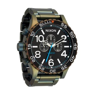 Imagem de NIXON Relógio analógico masculino 51-30 Chrono A1389-300 m resistente à água (mostrador do relógio de 51 mm, pulseira de aço inoxidável de 25 mm), Raio de sol preto/excedente, One Size, 51-30 Chrono