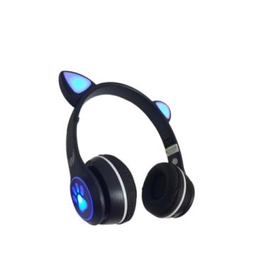 Imagem de Fone De Ouvido Com Orelha de Gatinho Cat Ear Headphone Bluetooth com Luzes RGB Altomex B-19 B (Preto)