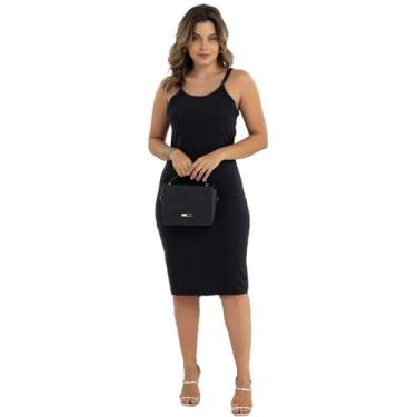 Imagem de Vestido Midi Alcinha Fina E Decote Amplo Com Bordado Manual Slim Fit C