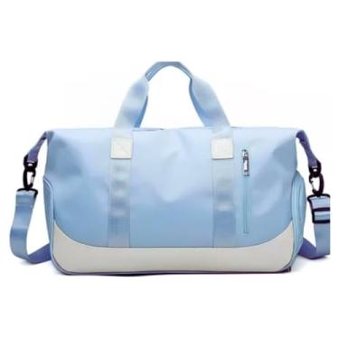 Imagem de Bolsa Mala de Mão Feminina Grande Transversal Viagem Espaçosa 10 Kg Bordo Rigida Zíper Academia Necessaire Passeio Espaçosa (Azul Claro)