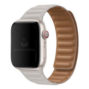 Imagem de Pulseira Elos Couro Roxo Prunus Compatível Com Apple Watch - Baú do Vi