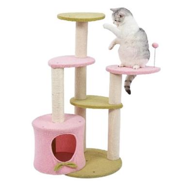 Imagem de Arranhador de Gato Torre Casinha Brinquedo 5 Modos Animais de Estimaça