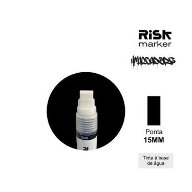 Imagem de Marcador tinta acrílica 15mm Risk marker, Preto tubo transparente