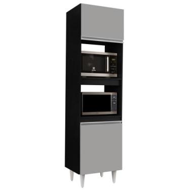 Imagem de Paneleiro Torre Quente 2 Portas Colorado Preto/Cinza - Lumil Móveis, P