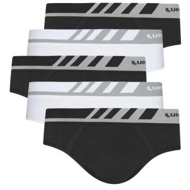 Imagem de Cueca Masculina Lupo Microfibra Slip Kit Com 5 Sem Costura, Preta e br