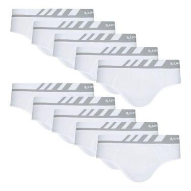 Imagem de Combo Com 10 Cueca Slip Lupo Microfibra Sem Costura 691 Nf, Branco, P
