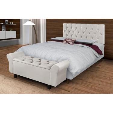 Imagem de Conjunto Recamier Baú Cabeceira Cama Lara 140 cm Sapateira Puff Closet
