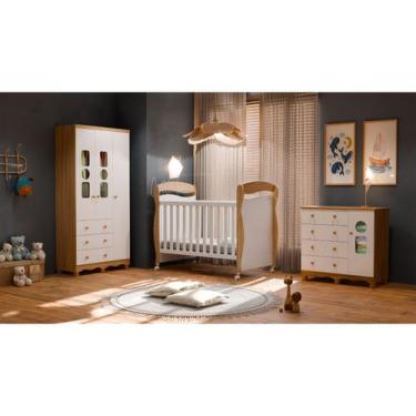 Imagem de Quarto Completo Bebe Moveis Peroba Junior Uli 03 portas MDF, Branco Am