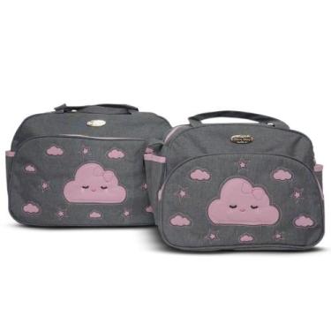 Imagem de Kit Sacola Maternidade Infantil Com Frasqueira Mave Baby, Cinza Rosa